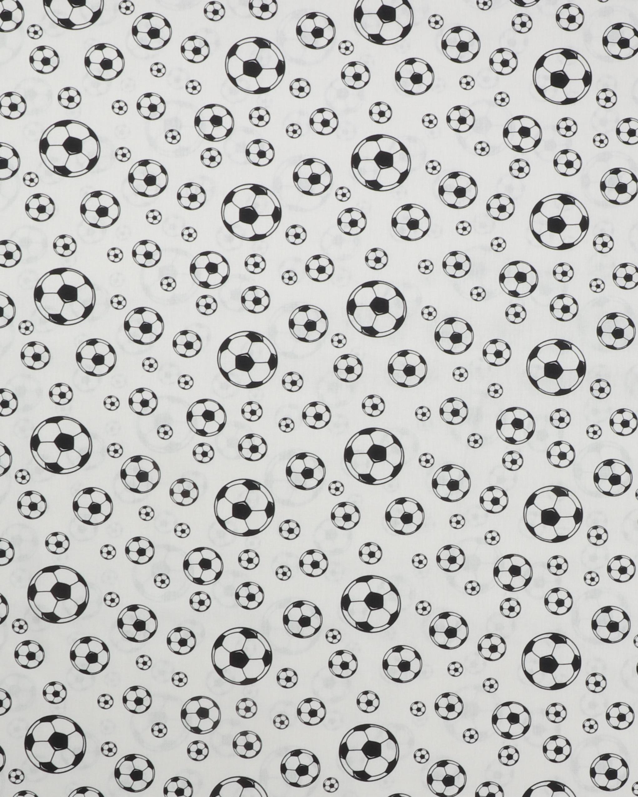 Hvid med sort/hvide fodbolde - Bomuld 3 Hvid med sort/hvide fodbolde - Bomuld