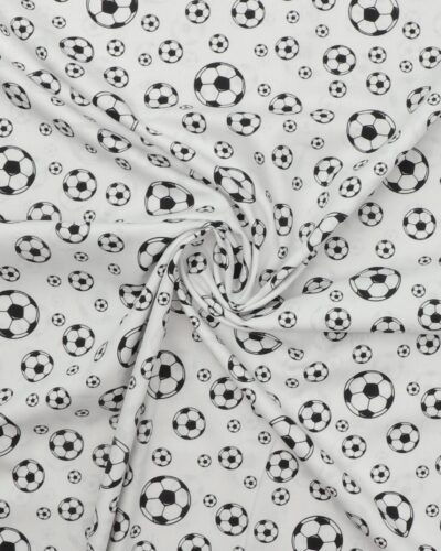 Hvid med sort/hvide fodbolde - Bomuld 7 Hvid med sort/hvide fodbolde - Bomuld