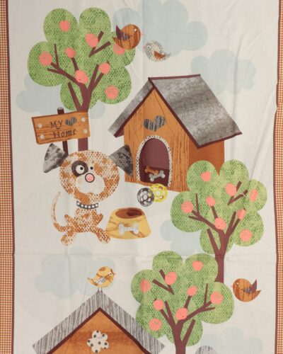 Hundehus og hunde - Patchwork panel