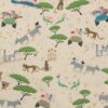 Vilde dyr på safaritur, lys beige bund - Patchwork