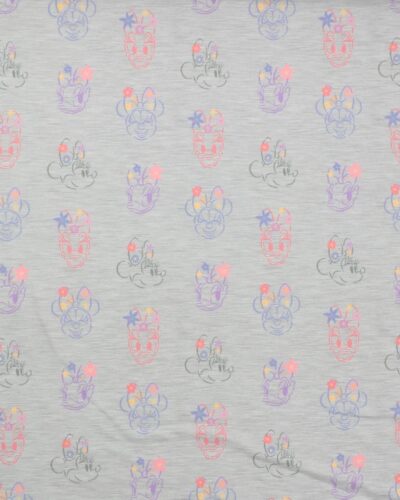 Minnie Mouse og Andersine på meleret lysegrå - Jersey