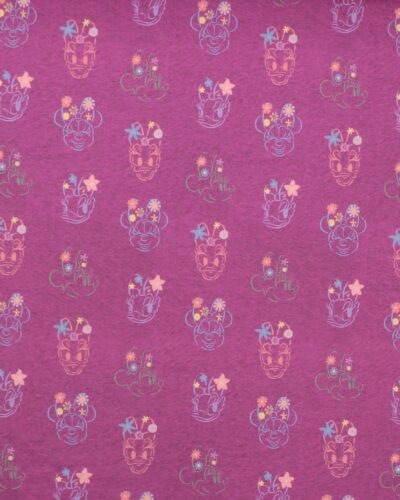 Minnie Mouse og Andersine på meleret cerise - Jersey