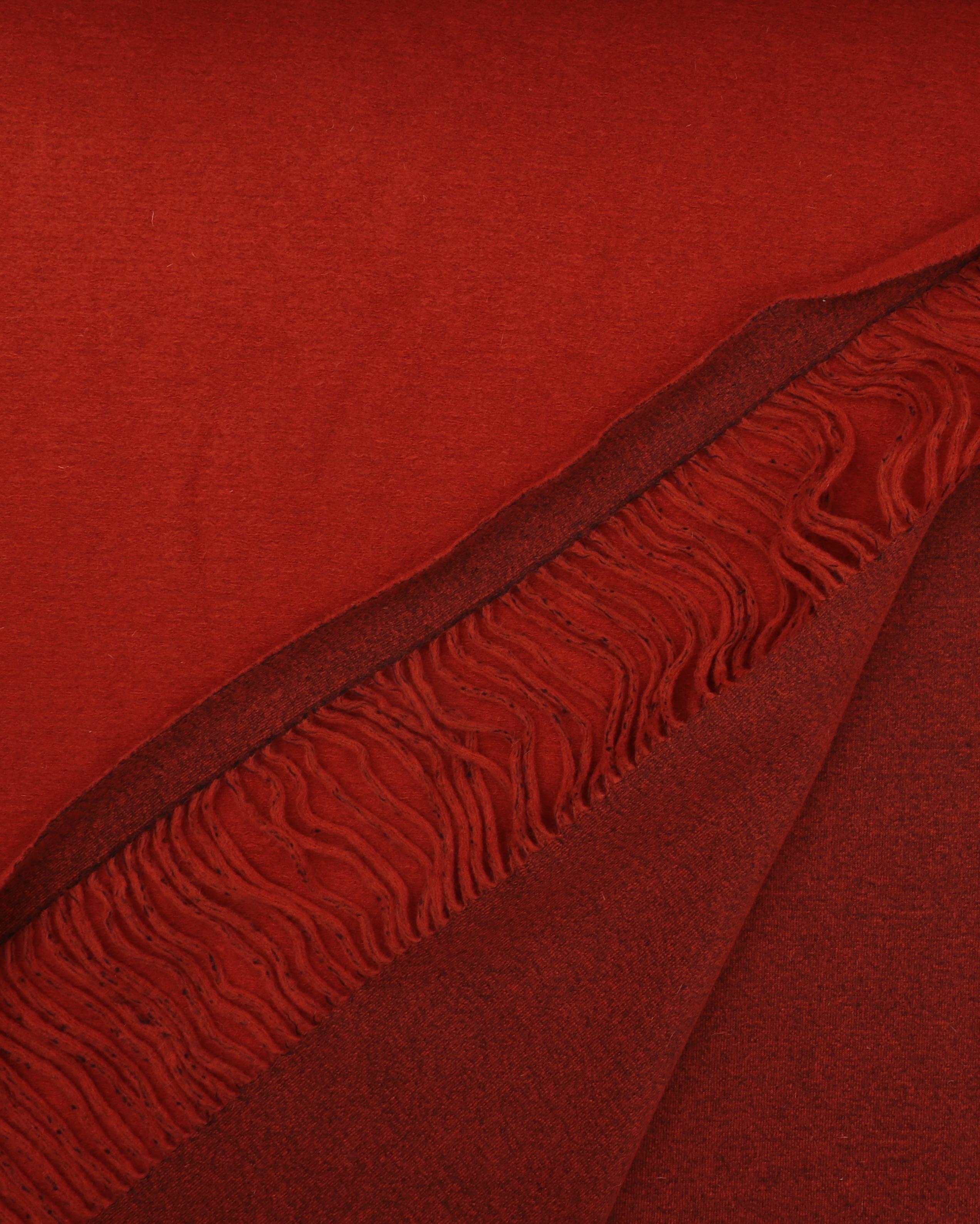 Brændt orange med frynser - Uld/polyester 4 Brændt orange med frynser - Uld/polyester - Billede 3