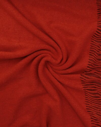Brændt orange med frynser - Uld/polyester 5 Brændt orange med frynser - Uld/polyester