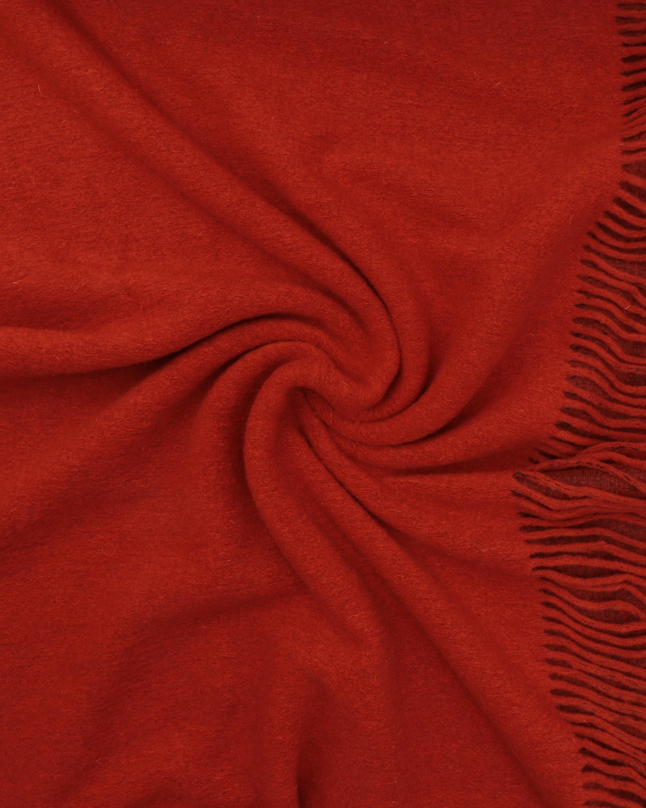 Brændt orange med frynser - Uld/polyester 3 Brændt orange med frynser - Uld/polyester - Billede 2