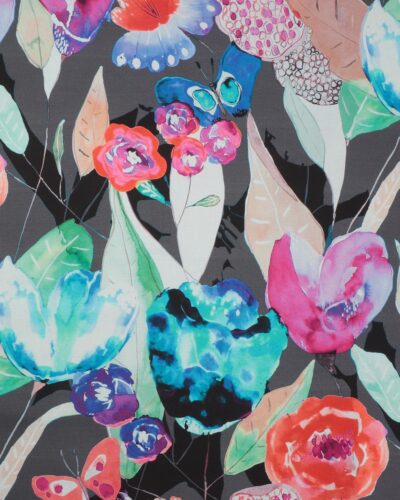 Køb stof online - Billigt stof i mange farver og mønstre 8 Store blomster og sommerfugle - Boligtekstil