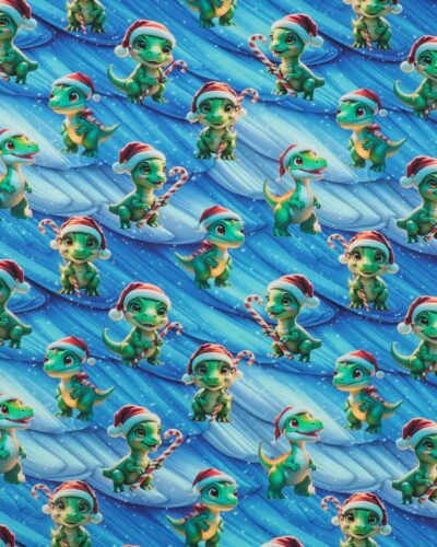 Juledino med nissehue og julestok - Jersey