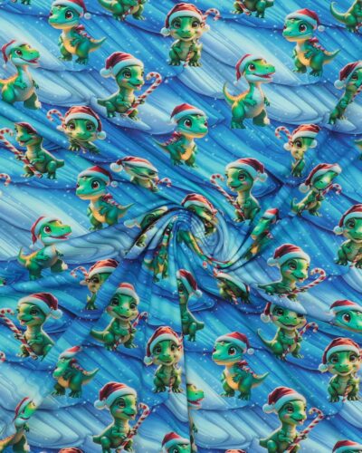 Juledino med nissehue og julestok - Jersey 7 Juledino med nissehue og julestok - Jersey - Billede 3