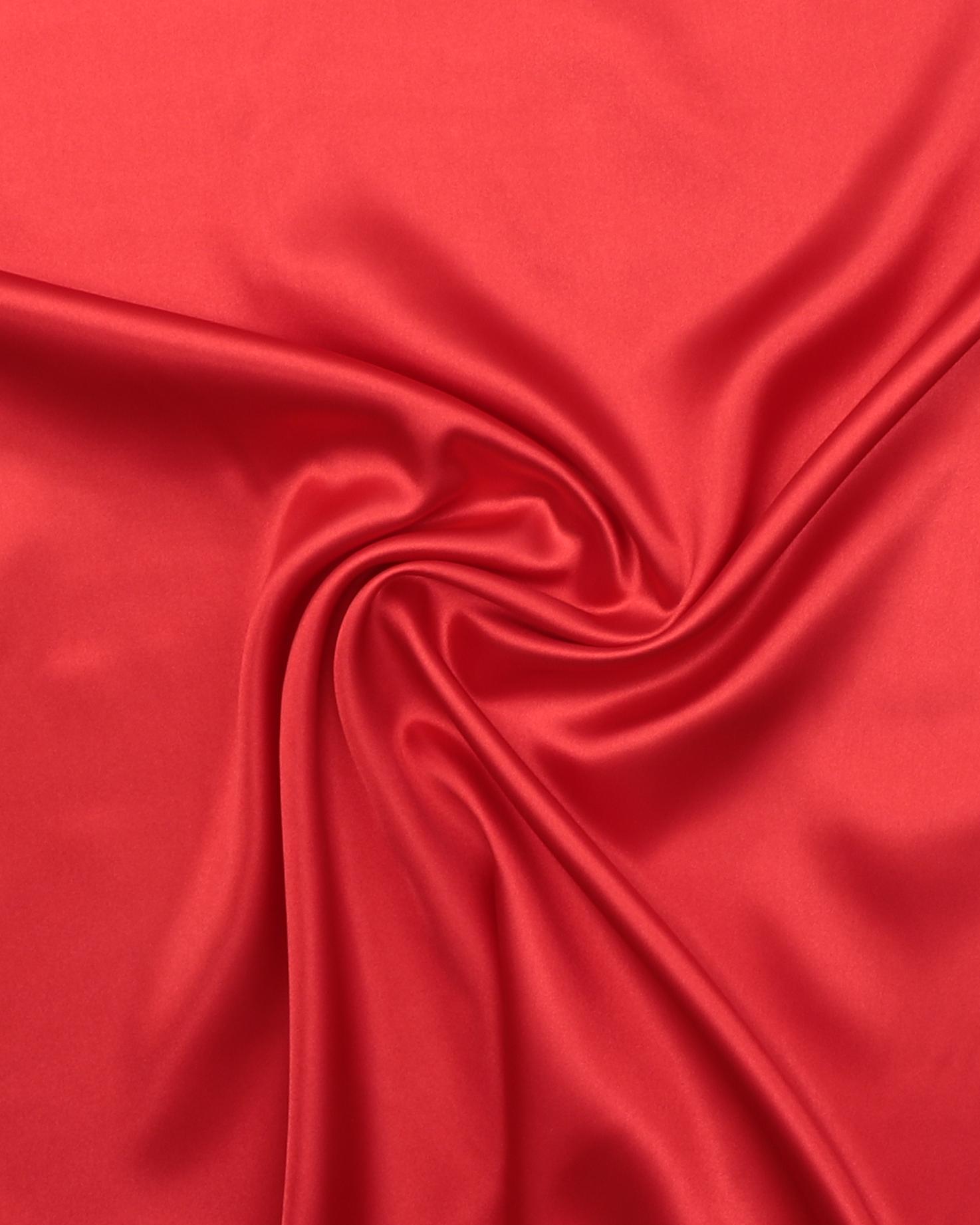 Ensfarvet blød satin - Polyester - Rød - 100% Polyester