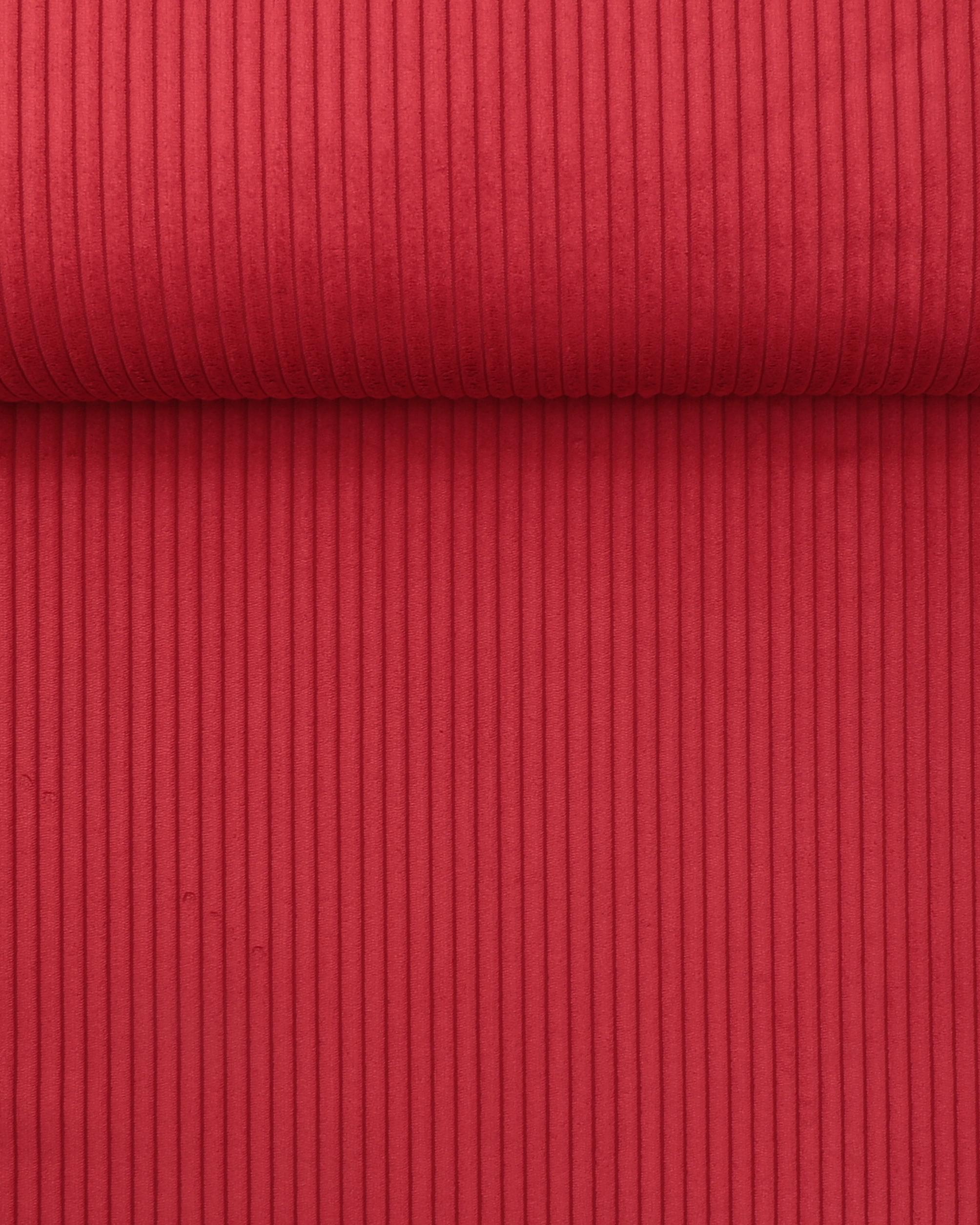 Rød - Bredriflet møbelfløjl - 100% Polyester