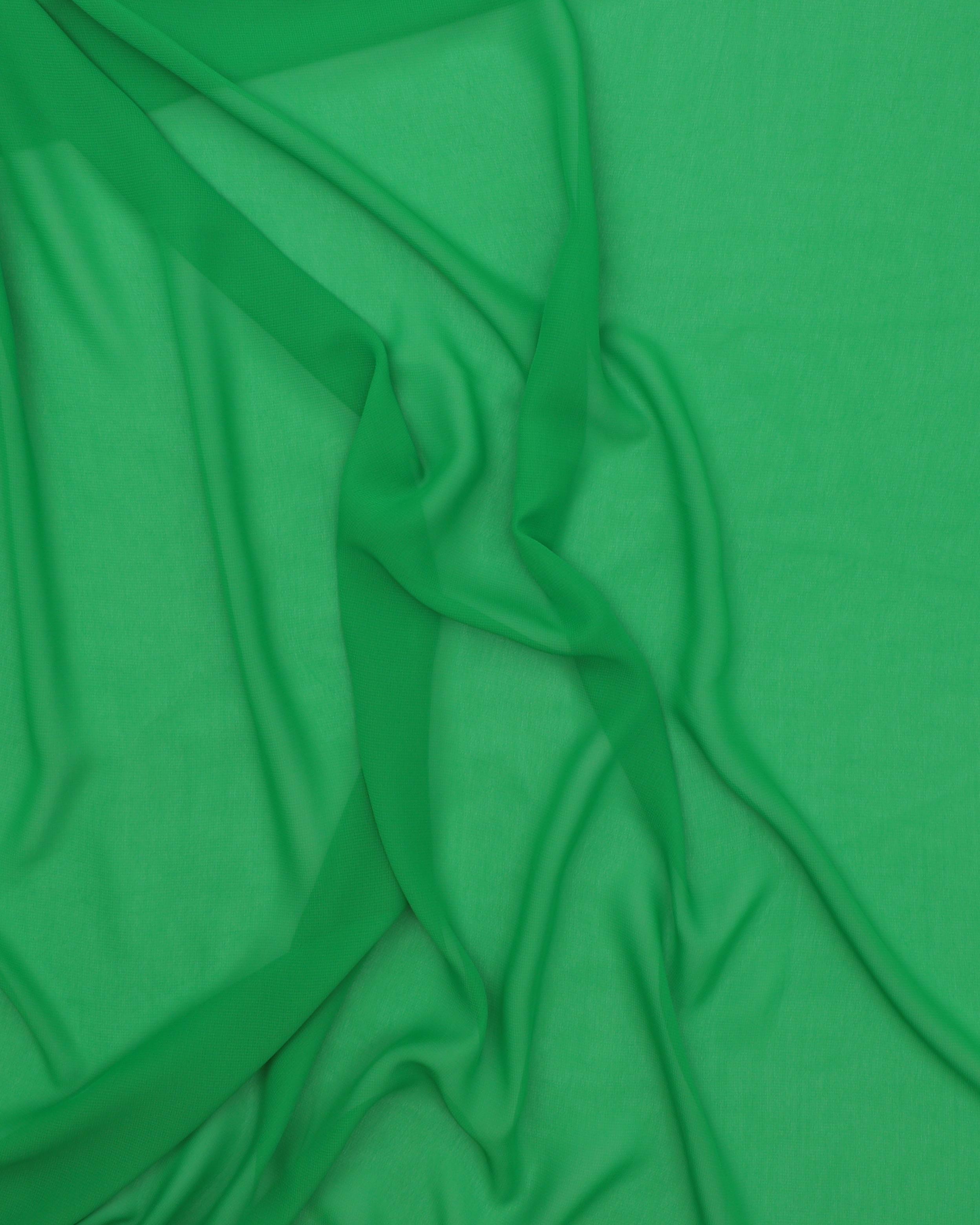 Ensfarvet polyester chiffon - Grøn - 100% Polyester