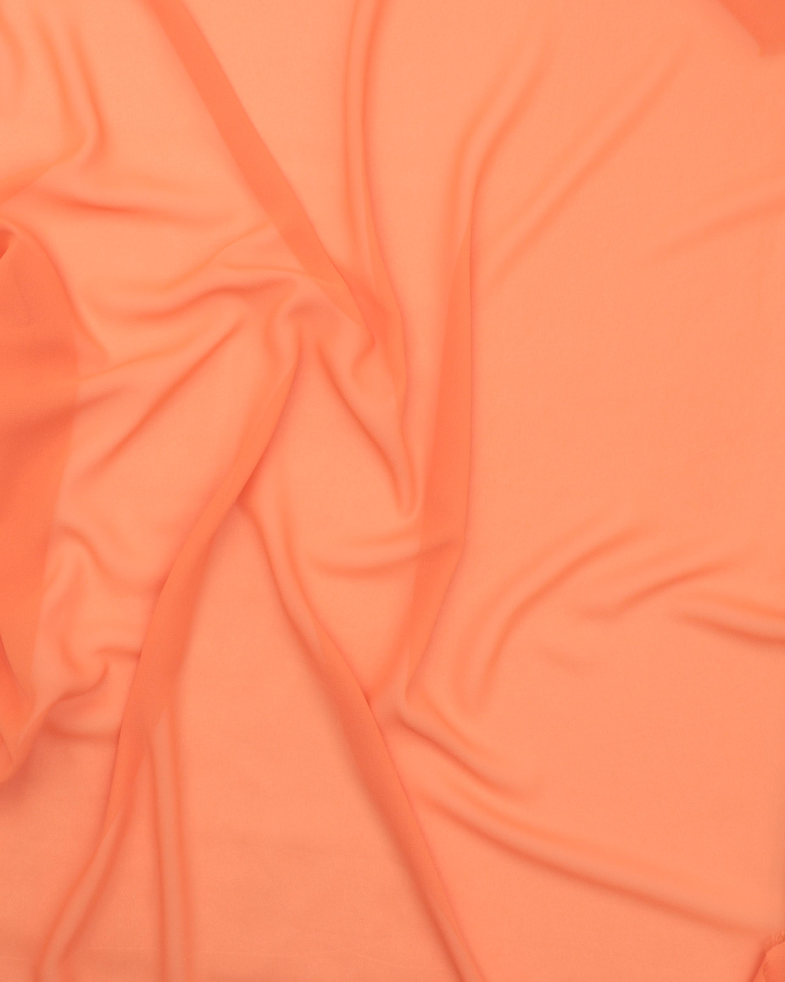 Ensfarvet polyester chiffon - Støvet orange - 100% Polyester