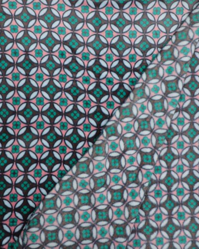 Mønster m. grøn/brun/hvid/rosa - Microfleece 8 Mønster m. grøn/brun/hvid/rosa - Microfleece - Billede 3